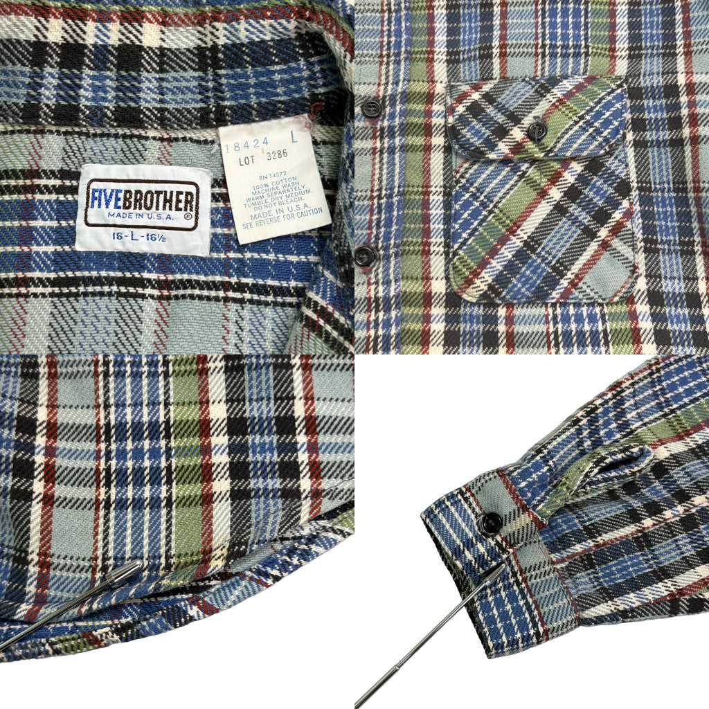 80s FIVE BROTHER Flannel Shirt