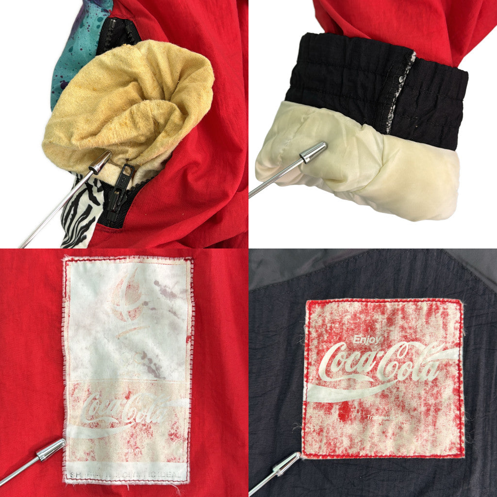 90年代 Coka Cola コカ・コーラ 中綿ジャケット アルベールビルオリンピック 1992 スノースポーツ マルチカラー メンズ L 中古 古着 Y9179