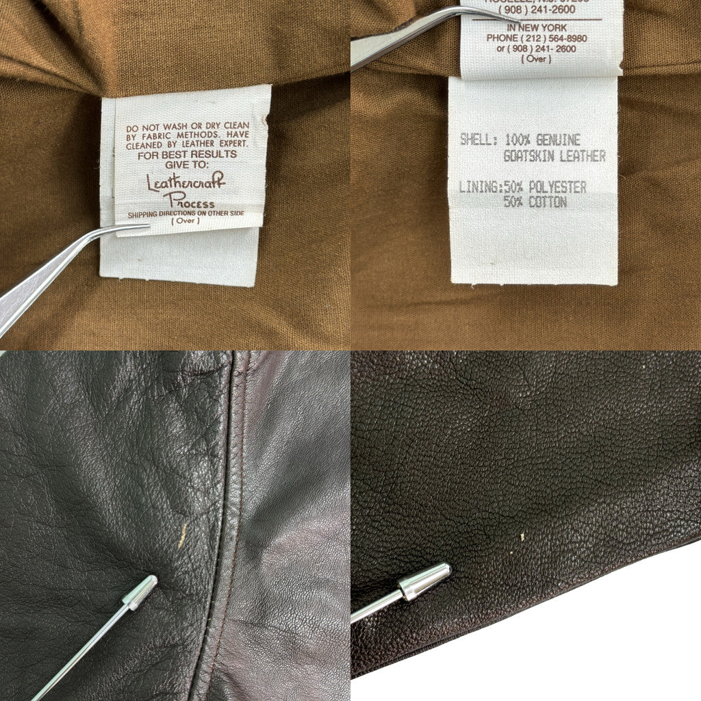 90年代 USA製 レザージャケット ミリタリー ブラウン メンズ 52 L 中古 古着 Y9185
