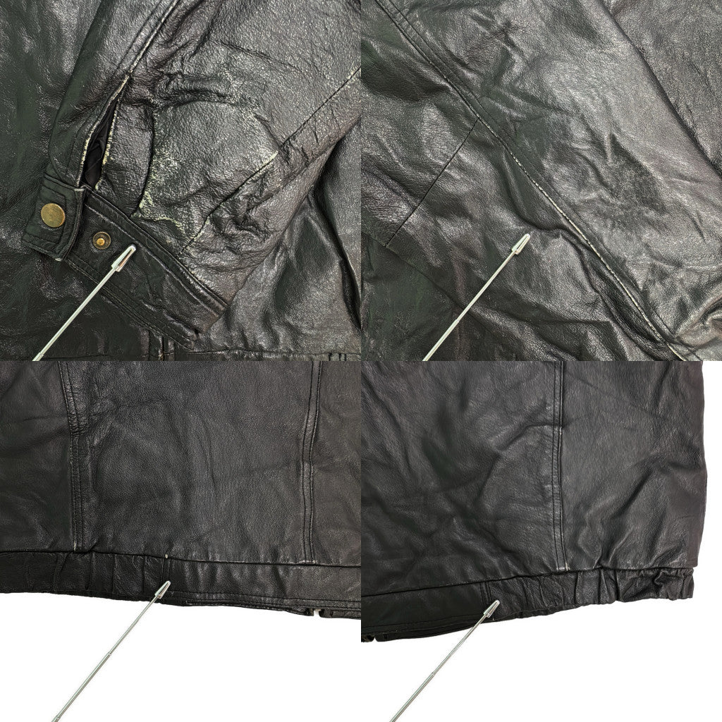 COUGAR LEATHER レザージャケット 大きいサイズ ブラック メンズ 2X 中古 古着 Y9195