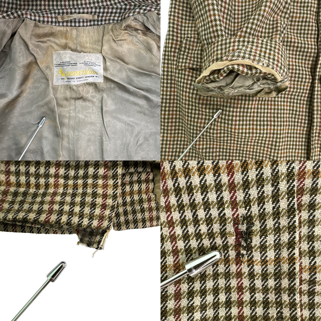 50年代 イングランド製 ALL WOOL SHOWERPROOF ステンカラーコート ヴィンテージ ユーロ ブラウン メンズ M相当 中古 古着 Y9202