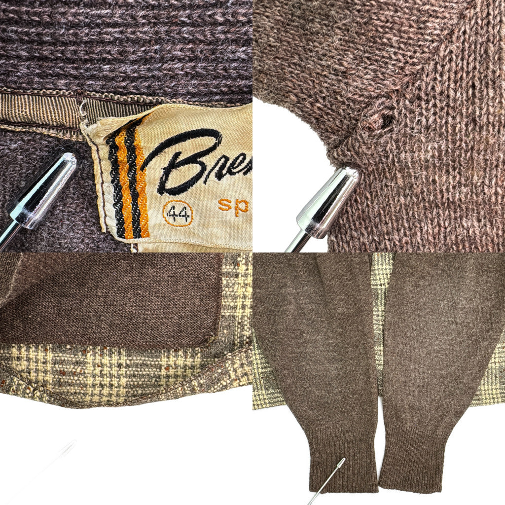 60年代 Brentwood カーディガン ヴィンテージ ブラウン メンズ 44 中古 古着 Y9204