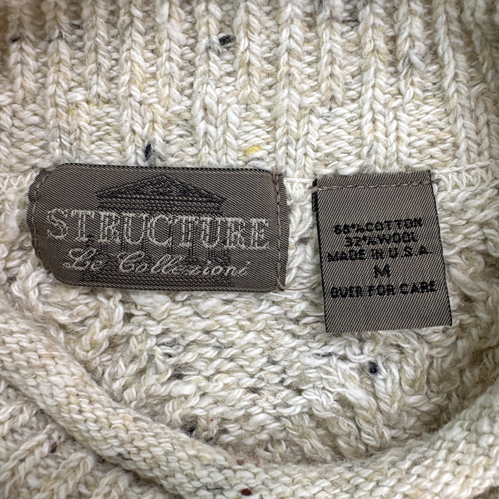 90s STRUCTURE Roll Neck Aran Sweater