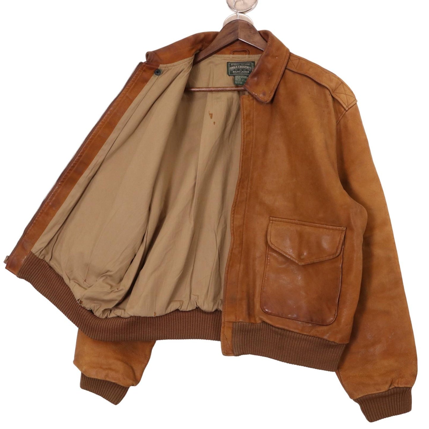 90s POLO COUNTRY A-2 Flight Leather Jacket