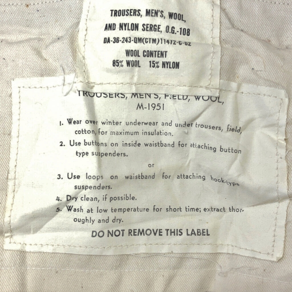 60s U.S. ARMY M-51 Field Pants Long Pants