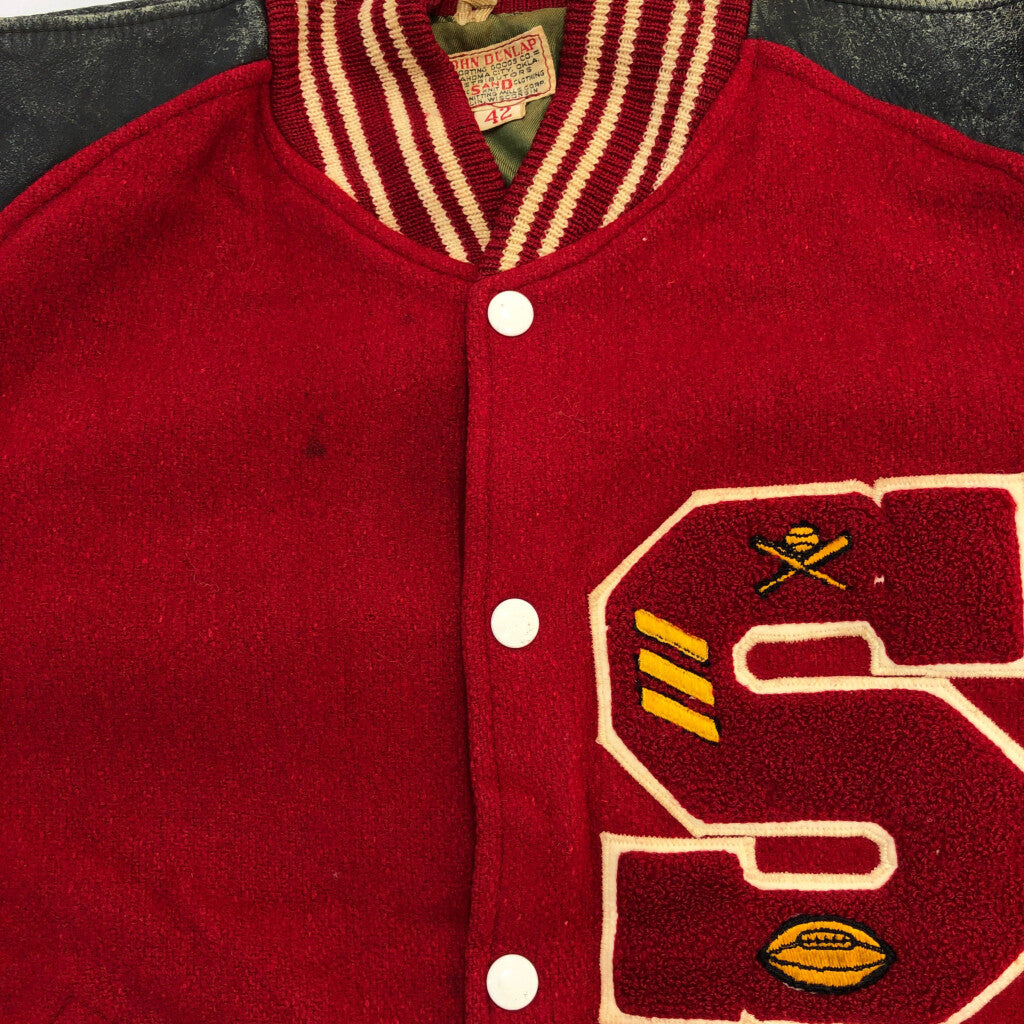 60s SAND KNIT JOHN DUNLAP Varsity Stadium Jacket