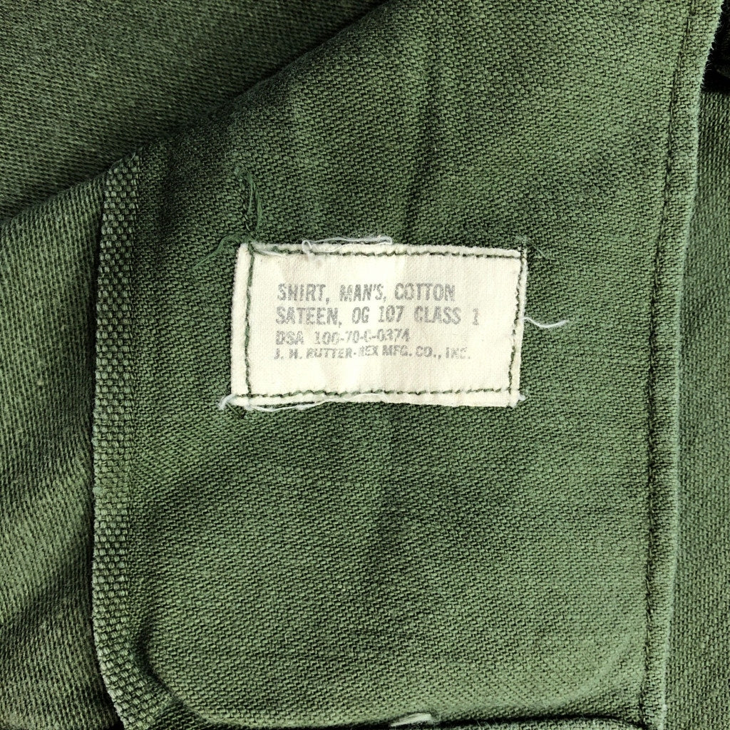 70s U.S. ARMY OG-107 Cotton Sateen Shirt Military Shirt