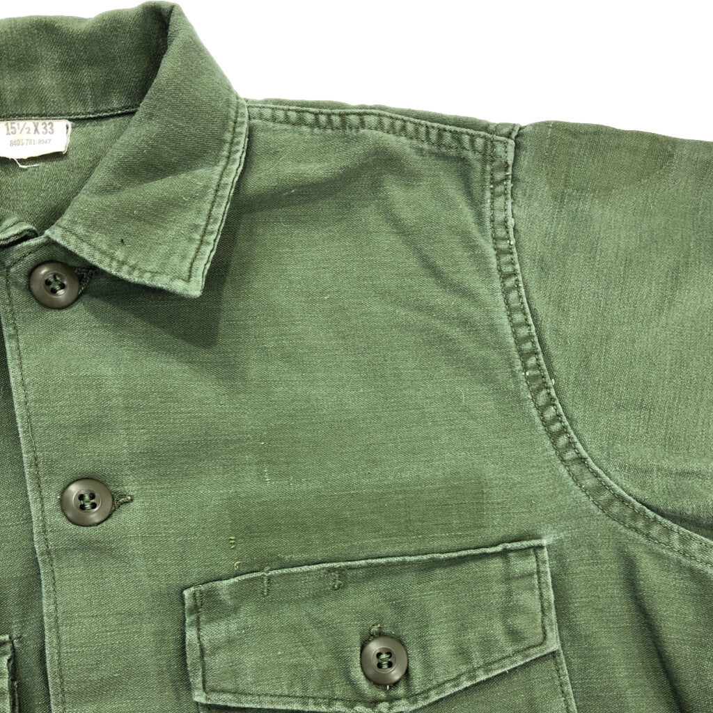 70s U.S. ARMY OG-107 Cotton Sateen Shirt Military Shirt