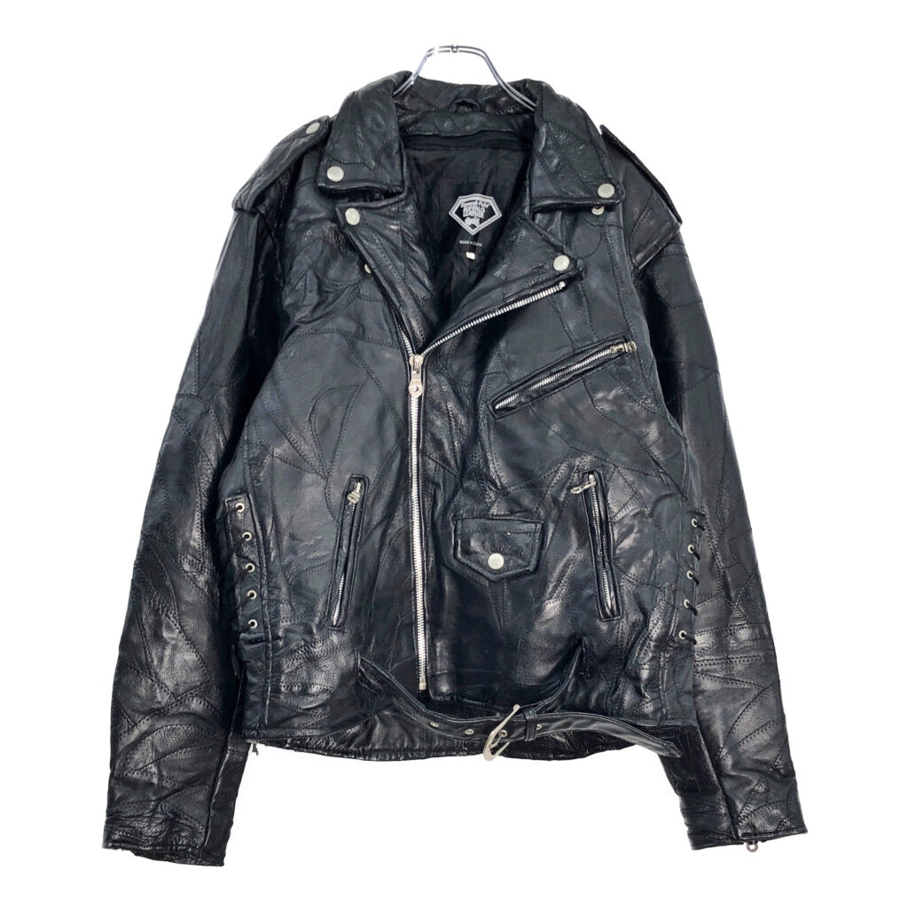 DIAMOND PLATE BUFFALO LEATHER Double Riders Leather Jacket