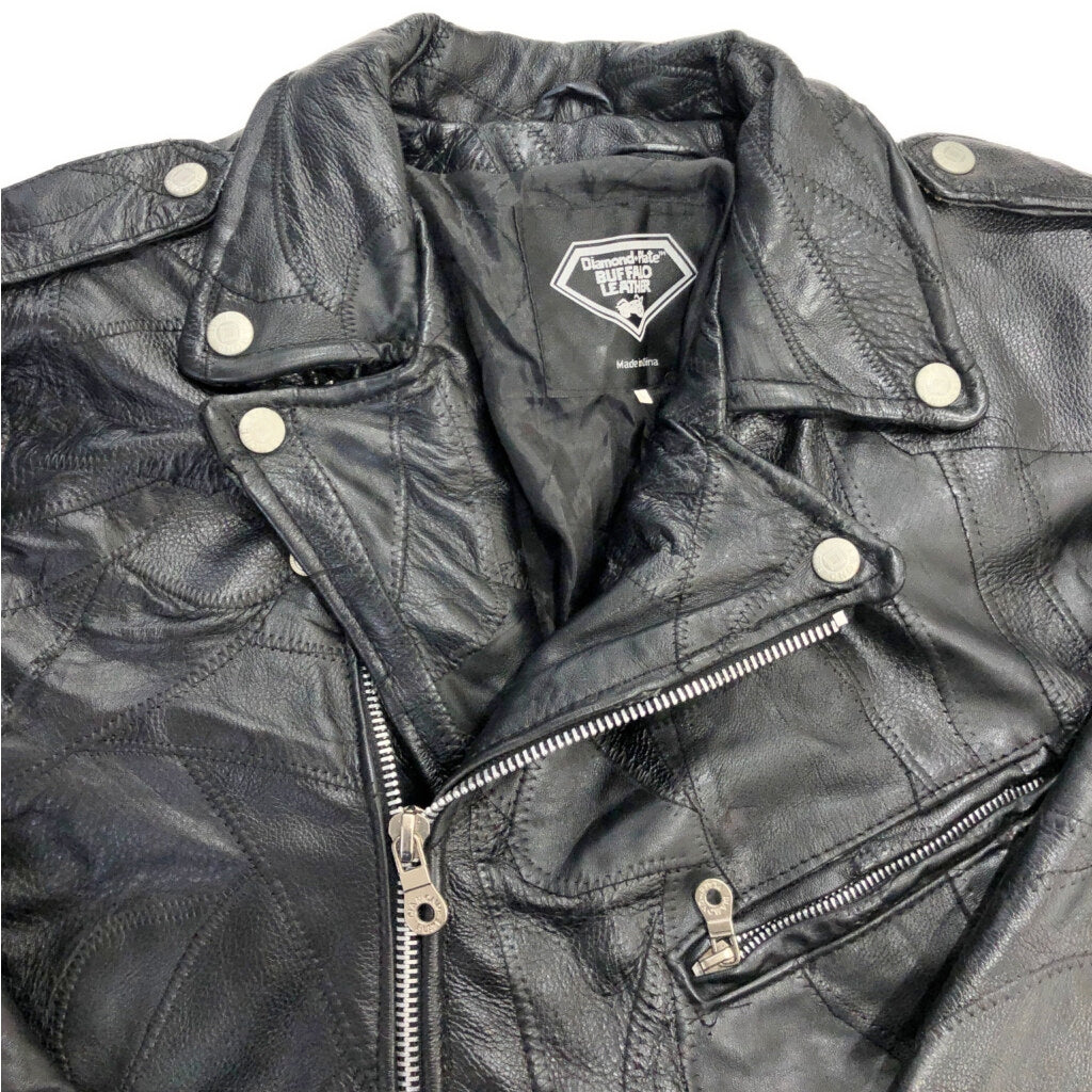 DIAMOND PLATE BUFFALO LEATHER Double Riders Leather Jacket