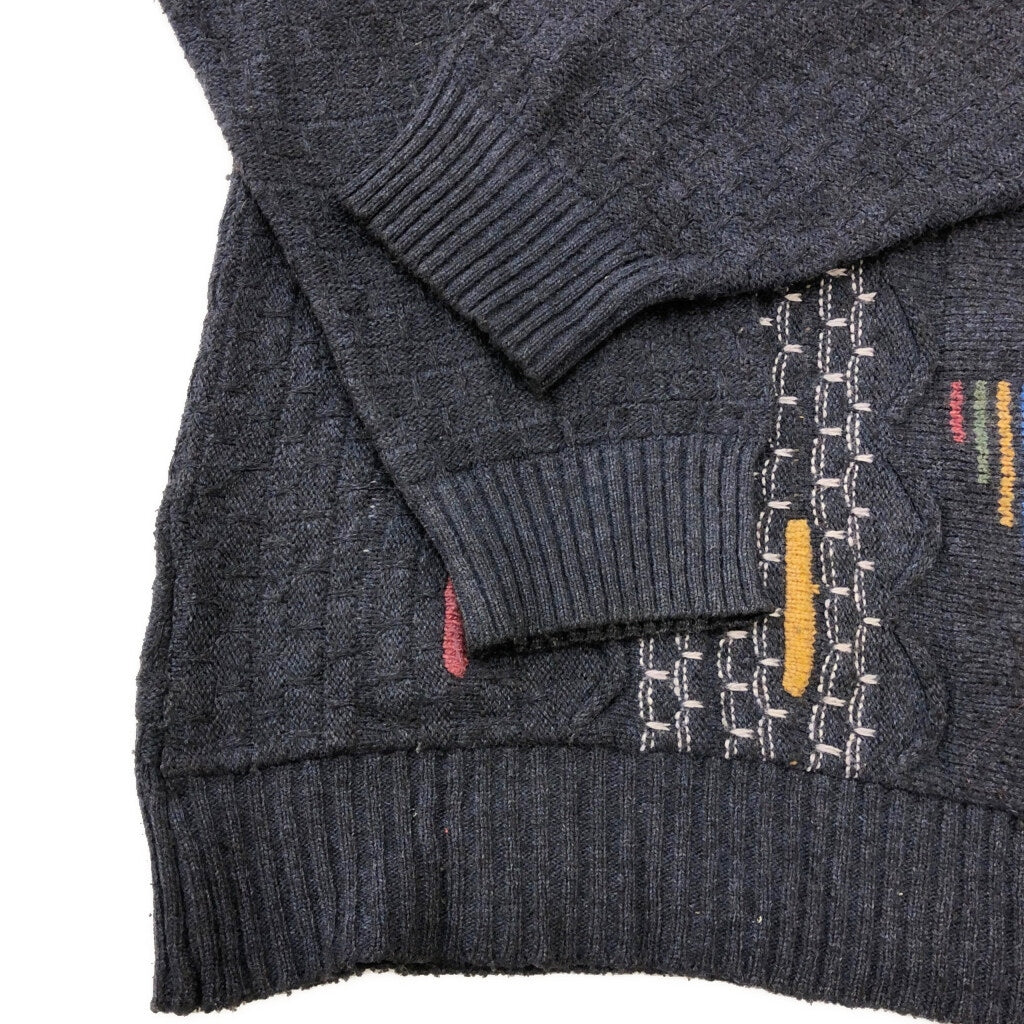 007 COLLECTION half button 3D Knit Sweater