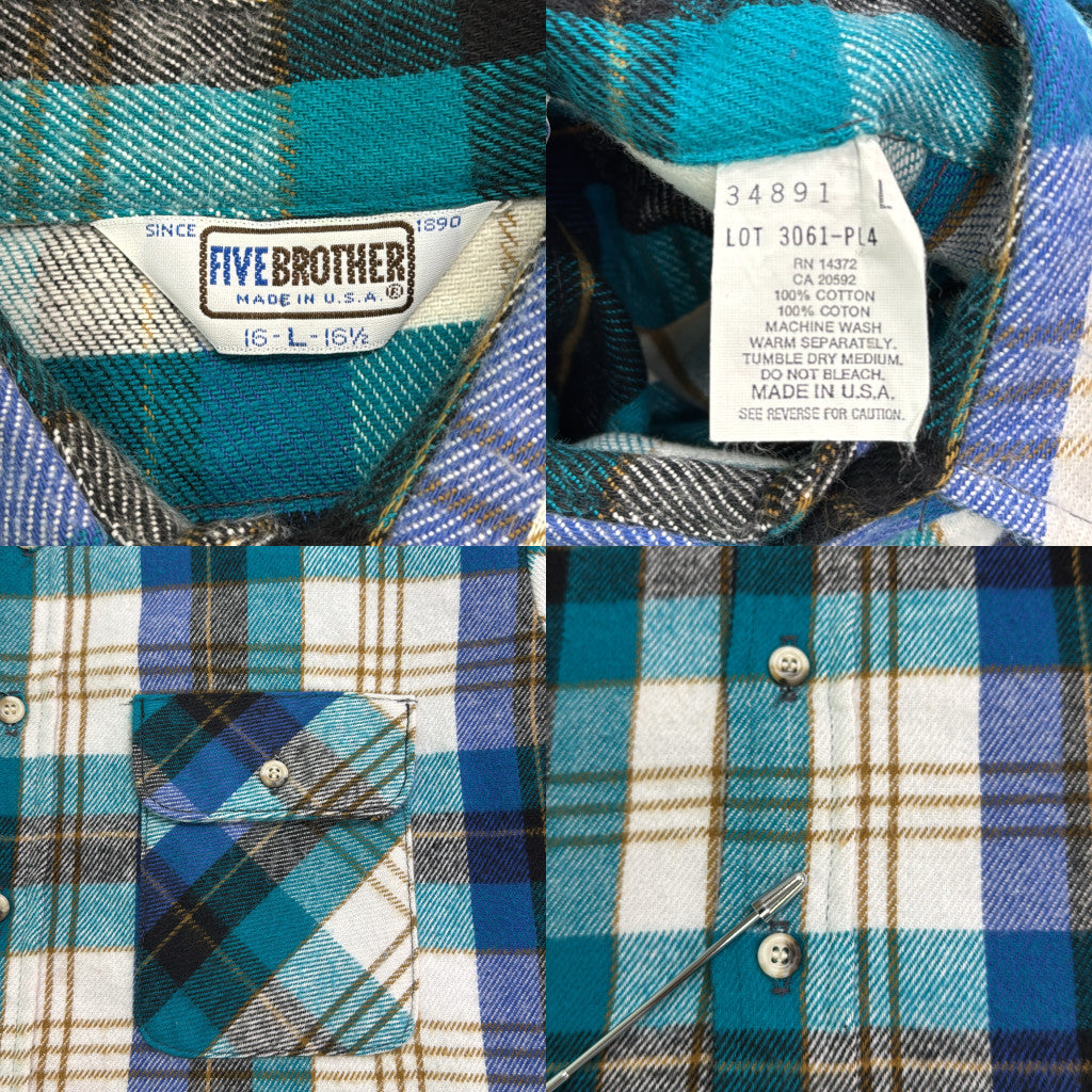 80s FIVE BROTHER Flannel Shirt