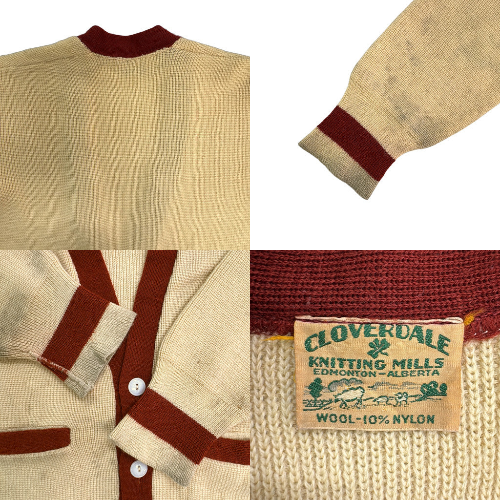 50s CLOVERDALE KNITTING MILLS Lettered Cardigan