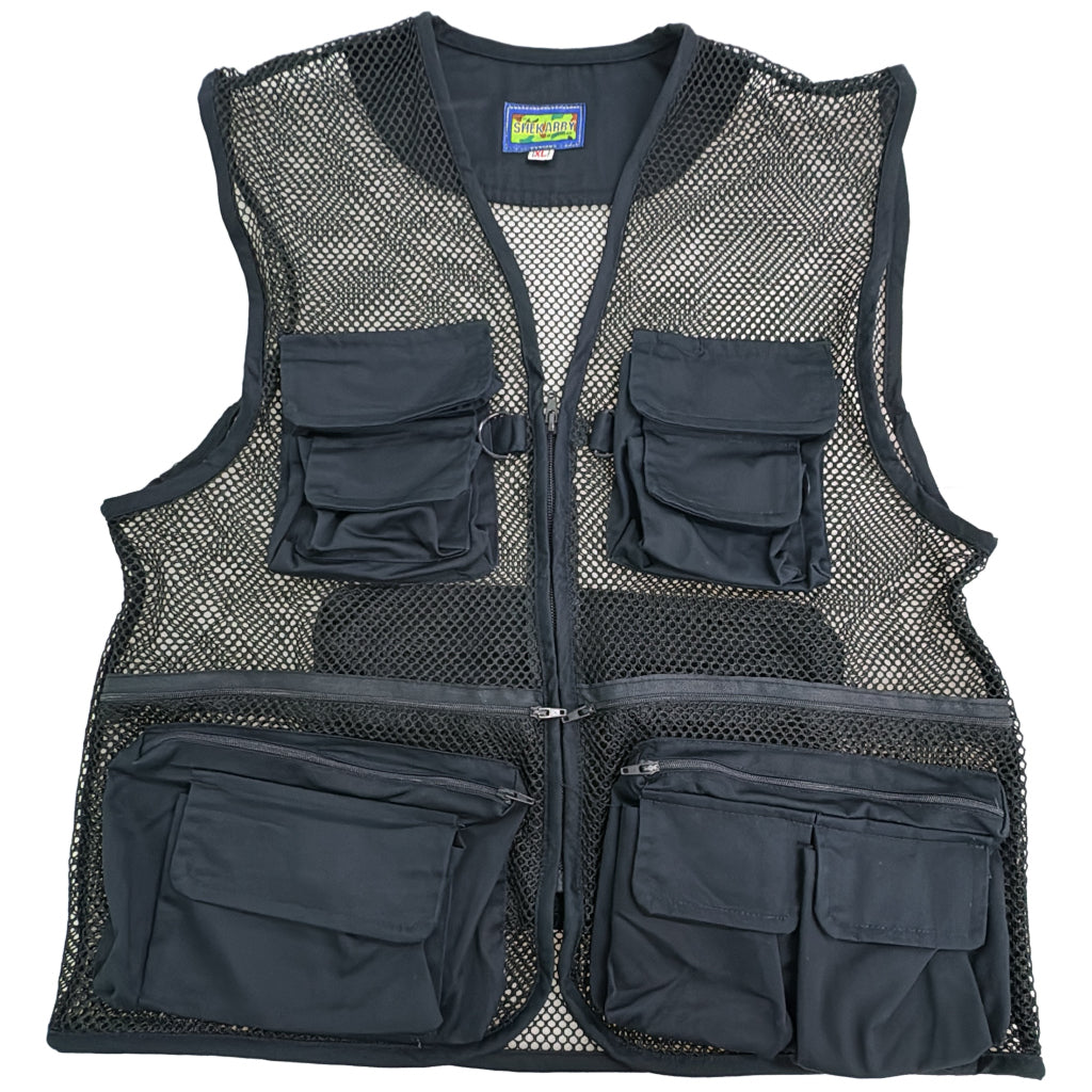 SHEKARRY フィッシングベスト アウトドア ブラック メンズ XL 中古 古着 Y8720