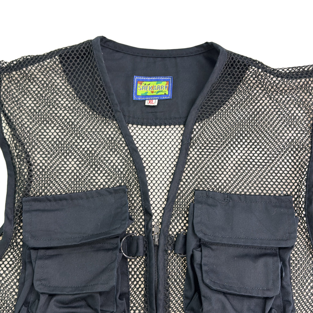 SHEKARRY フィッシングベスト アウトドア ブラック メンズ XL 中古 古着 Y8720