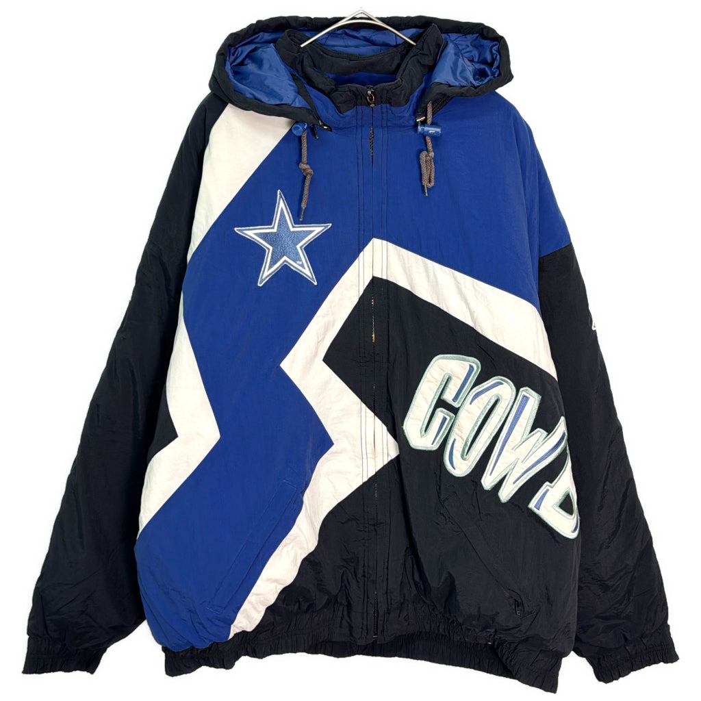 90年代 スタジアムジャケット NFL ダラス・カウボーイズ プロチーム アメフト ブルー メンズ XL 中古 古着 Y9115