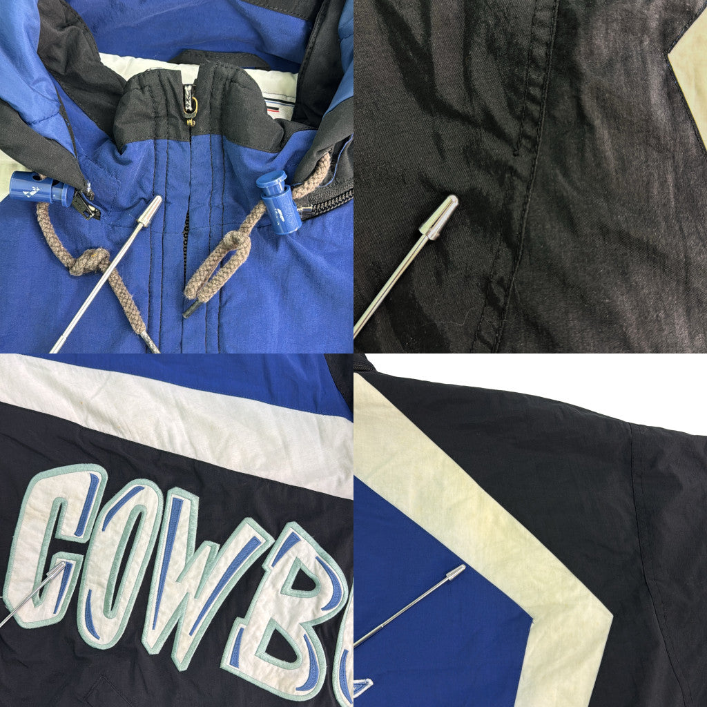 90年代 スタジアムジャケット NFL ダラス・カウボーイズ プロチーム アメフト ブルー メンズ XL 中古 古着 Y9115