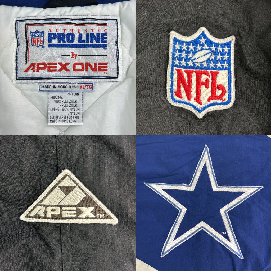 90年代 スタジアムジャケット NFL ダラス・カウボーイズ プロチーム アメフト ブルー メンズ XL 中古 古着 Y9115