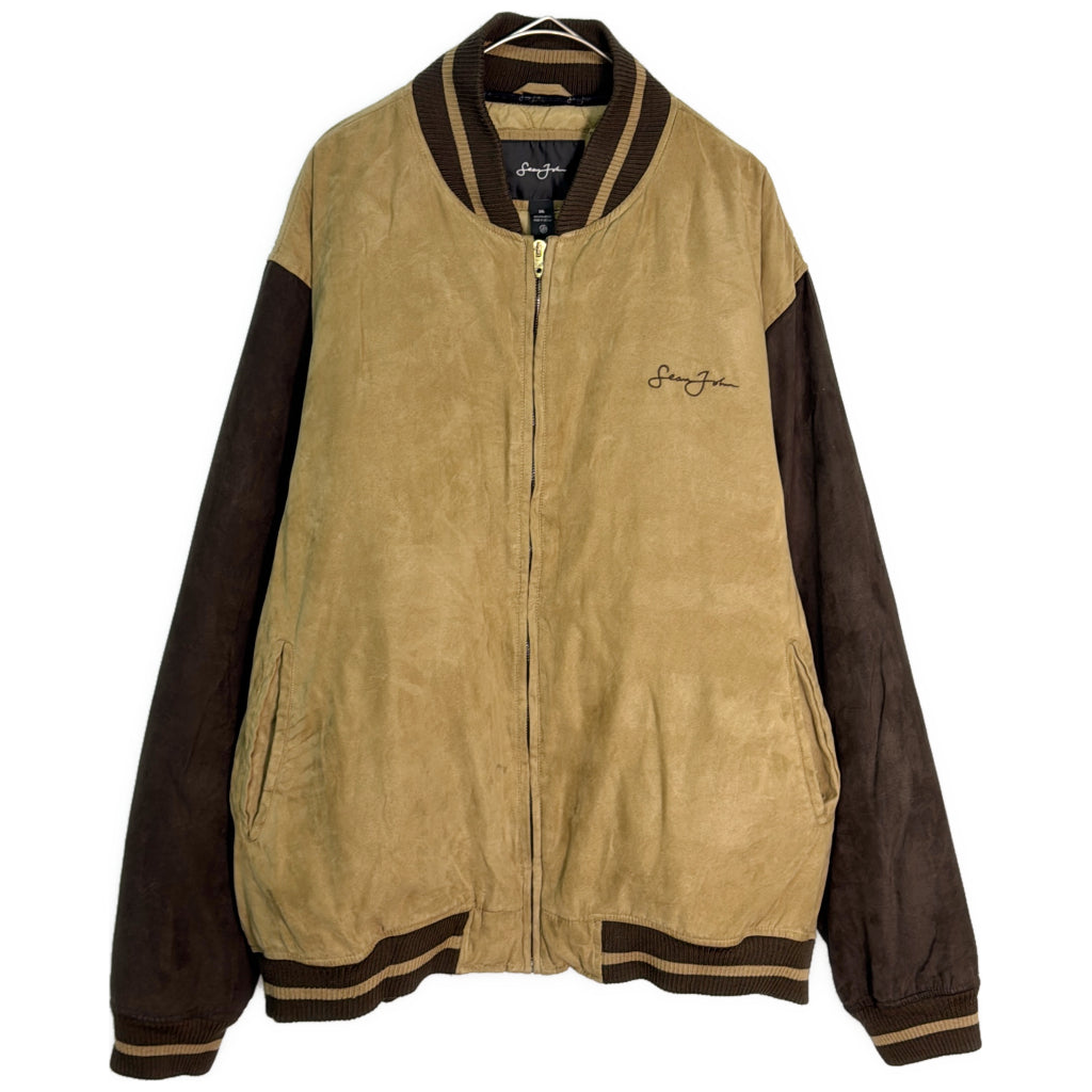 フェイクスエード ジャケット 大きいサイズ ベージュ メンズ XXL 中古 古着 Y9131