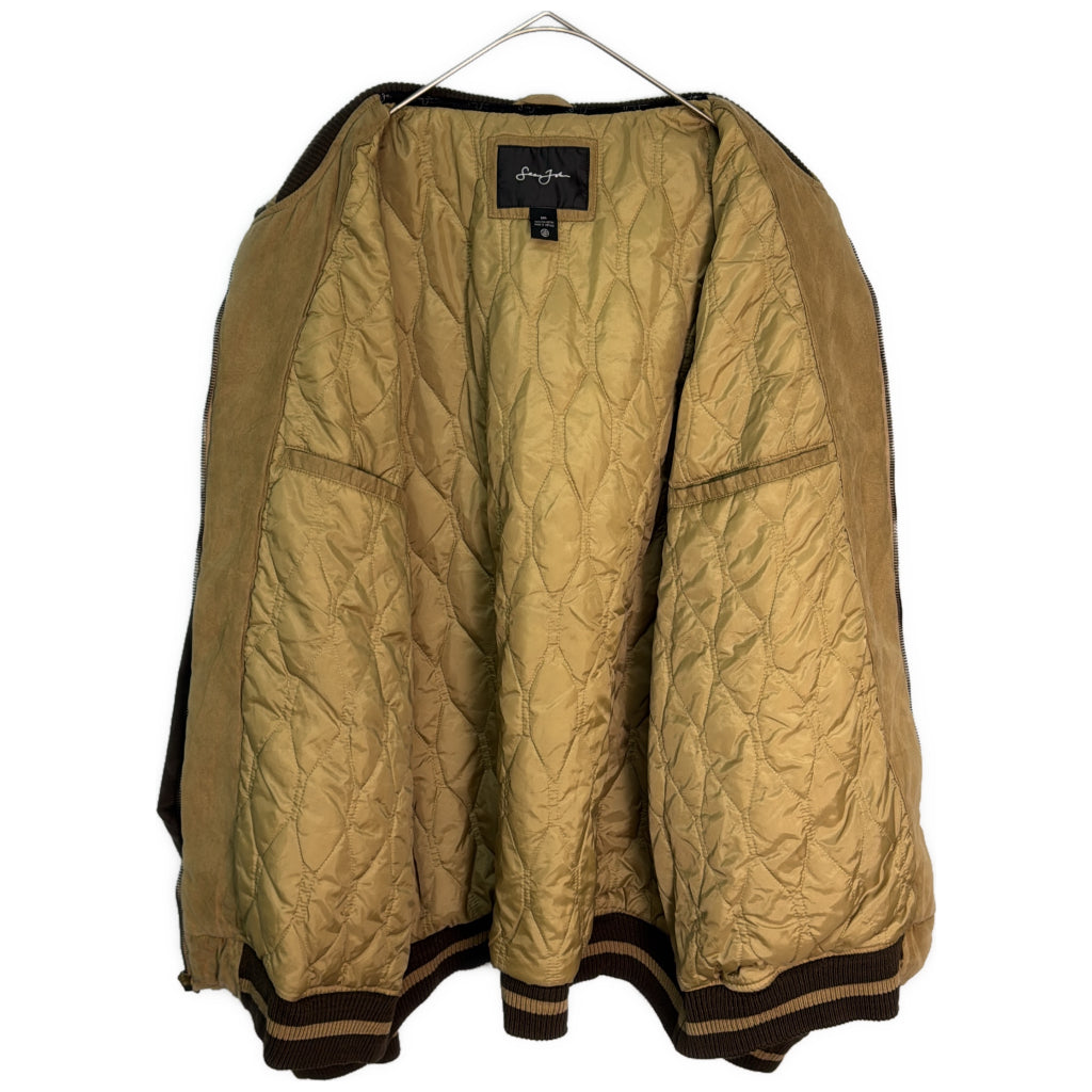 フェイクスエード ジャケット 大きいサイズ ベージュ メンズ XXL 中古 古着 Y9131