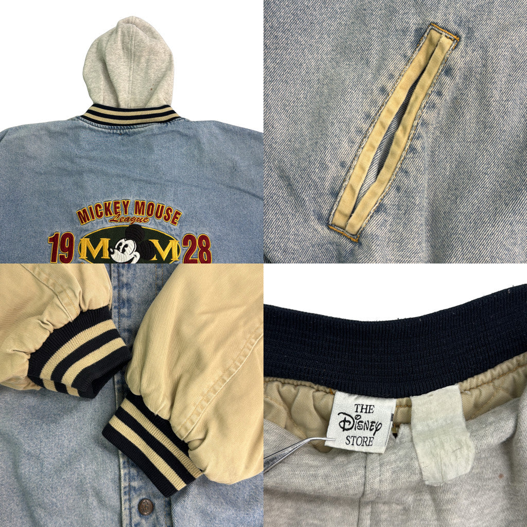 90年代 スタジアムジャケット ミッキーマウス ブルー メンズ L相当 中古 古着 Y9134