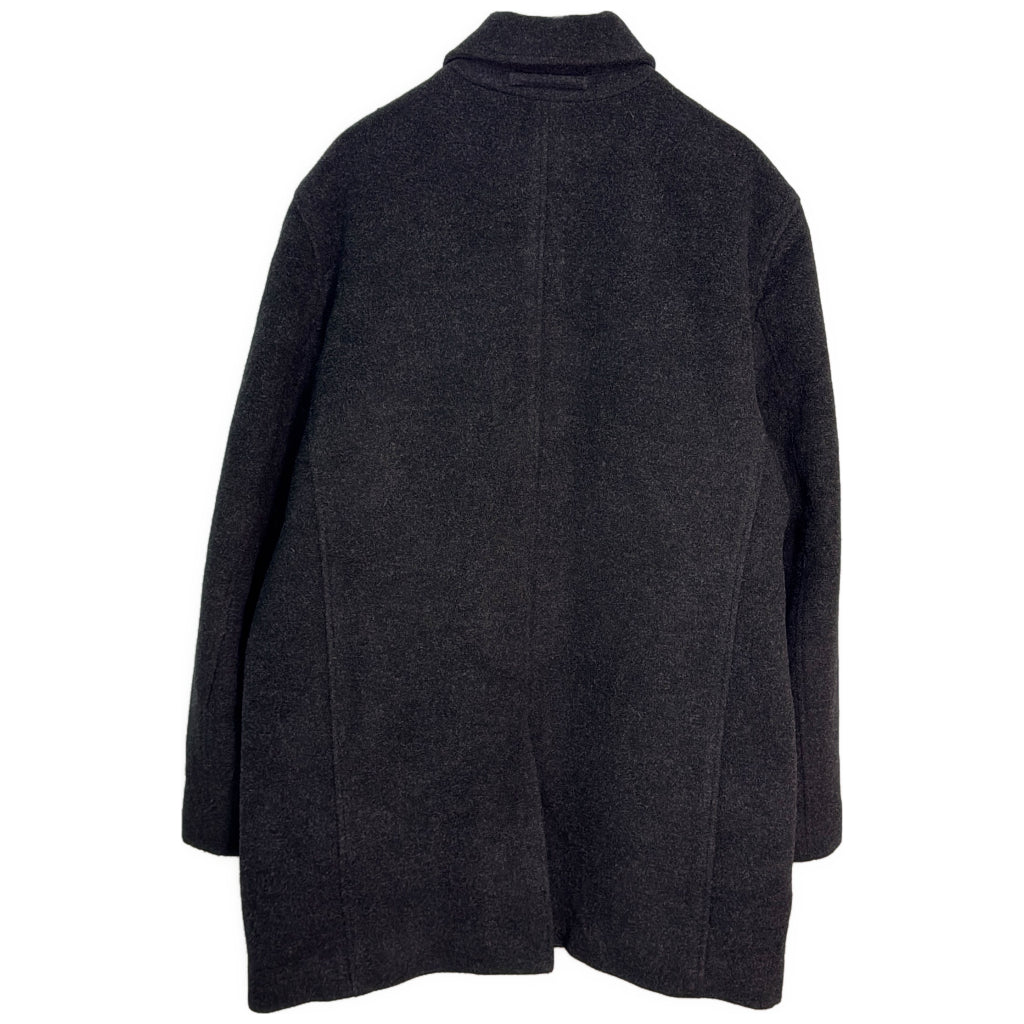 カシミヤ混 ステンカラーコート ブラック メンズ S 中古 古着 Y9152
