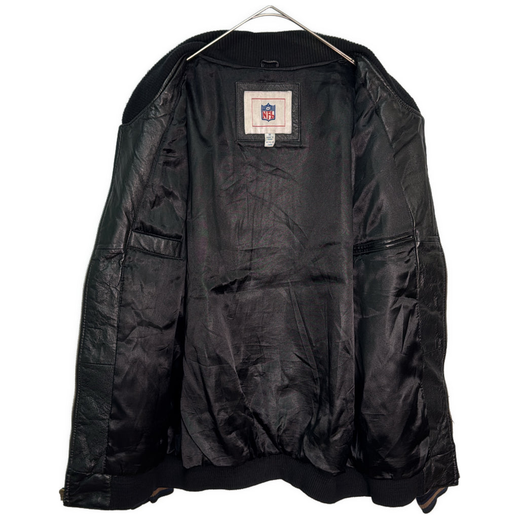 レザージャケット NFL ロサンゼルス・ラムズ プロチーム アメフト ブラック メンズ M 中古 古着 Y9153