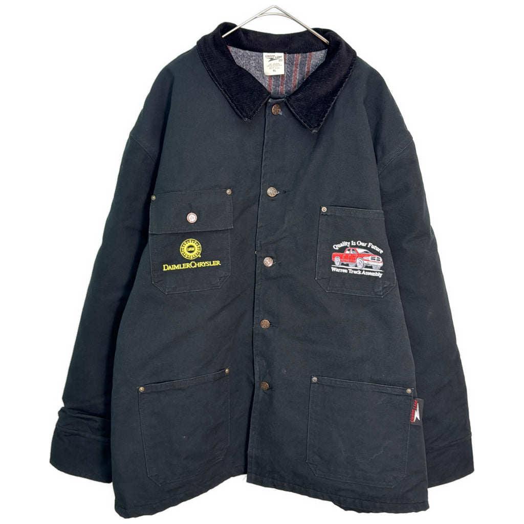 USA製 UNION LINE ワークジャケット ブラック メンズ XL 中古 古着 Y9158