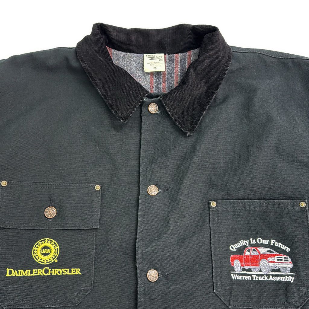 USA製 UNION LINE ワークジャケット ブラック メンズ XL 中古 古着 Y9158