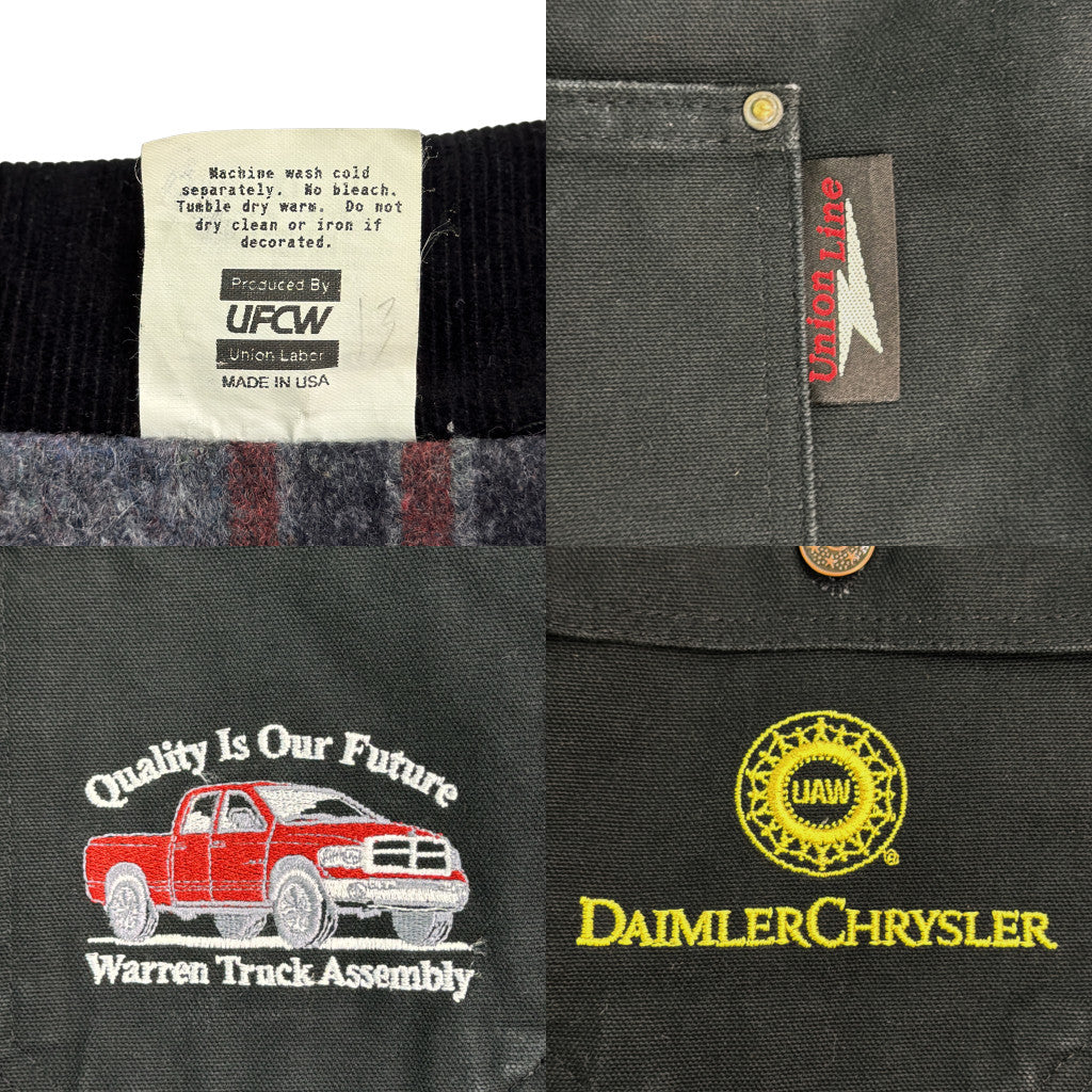 USA製 UNION LINE ワークジャケット ブラック メンズ XL 中古 古着 Y9158