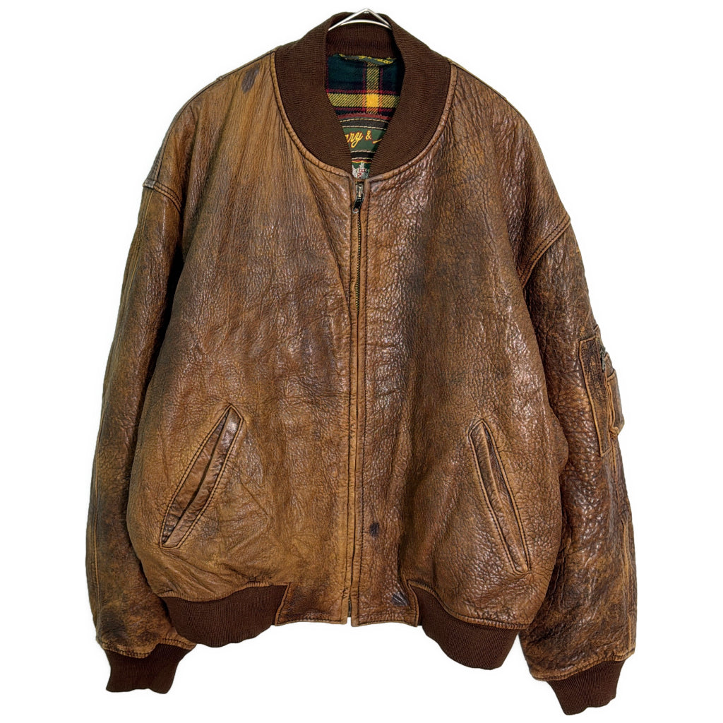 イタリア製 Harry & Moore レザージャケット ブラウン メンズ 50 中古 古着 Y9159