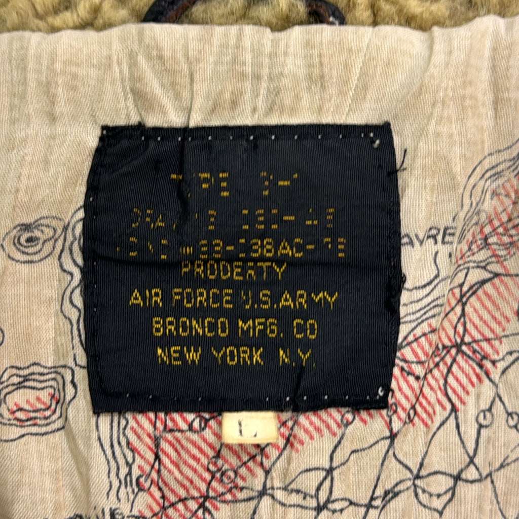 BRONCO MFG. レザージャケット ミリタリー ブラウン メンズ L 中古 古着 Y9160