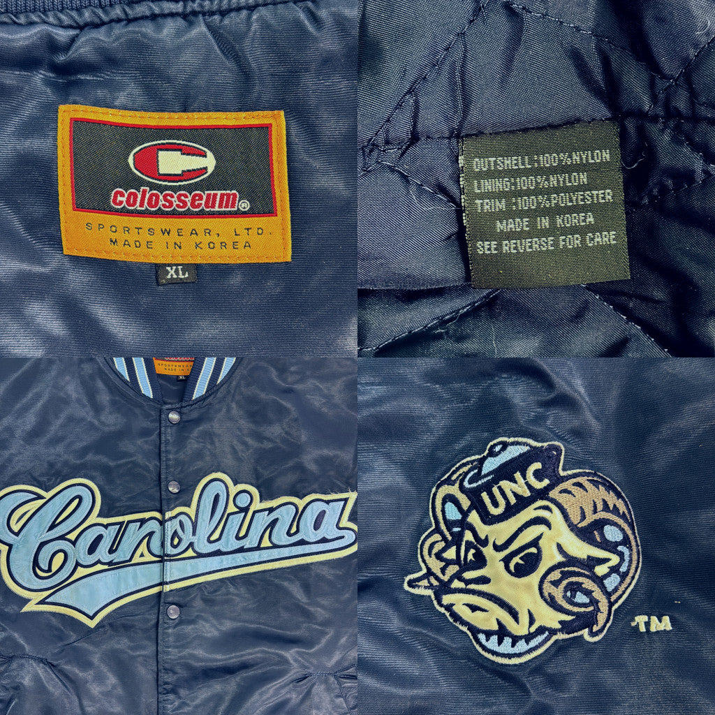 90年代 Colosseum Athletics スタジアムジャケット ノースカロライナ・ターヒールズ カレッジ ブルー メンズ XL 中古 古着 Y9162