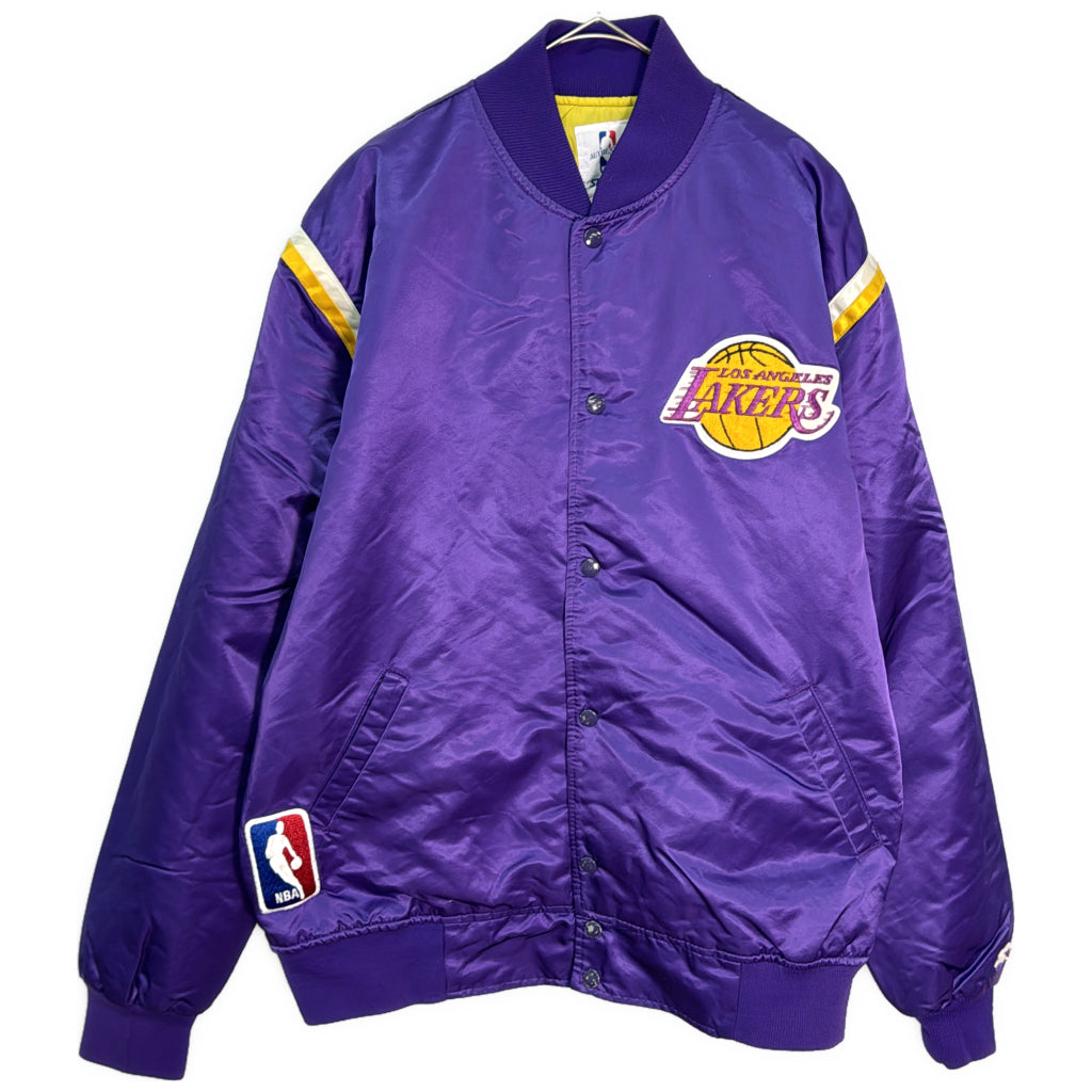 80年代 USA製 スタジアムジャケット NBA ロサンゼルス・レイカーズ プロチーム バスケ パープル メンズ XL 中古 古着 Y9168