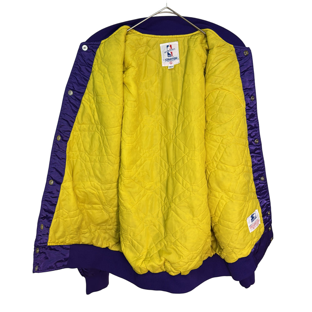 80年代 USA製 スタジアムジャケット NBA ロサンゼルス・レイカーズ プロチーム バスケ パープル メンズ XL 中古 古着 Y9168