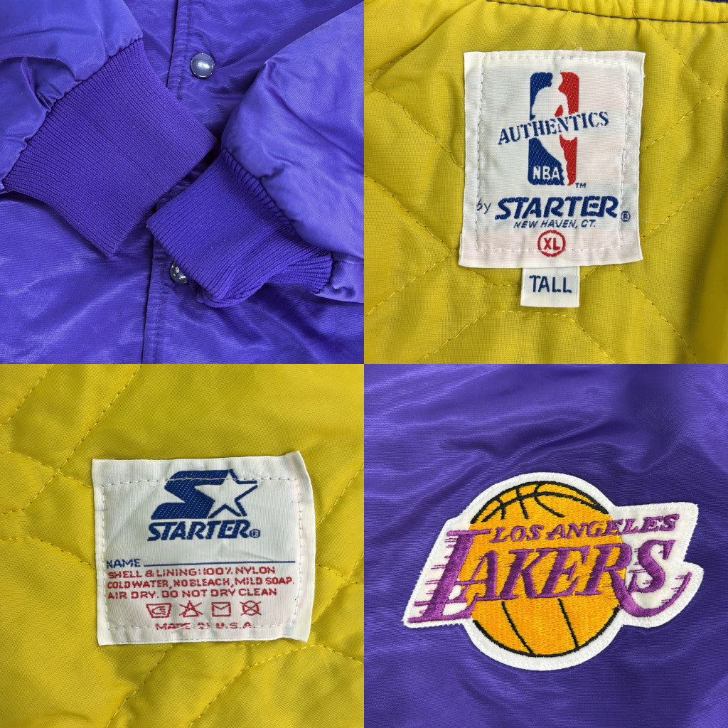 80年代 USA製 スタジアムジャケット NBA ロサンゼルス・レイカーズ プロチーム バスケ パープル メンズ XL 中古 古着 Y9168