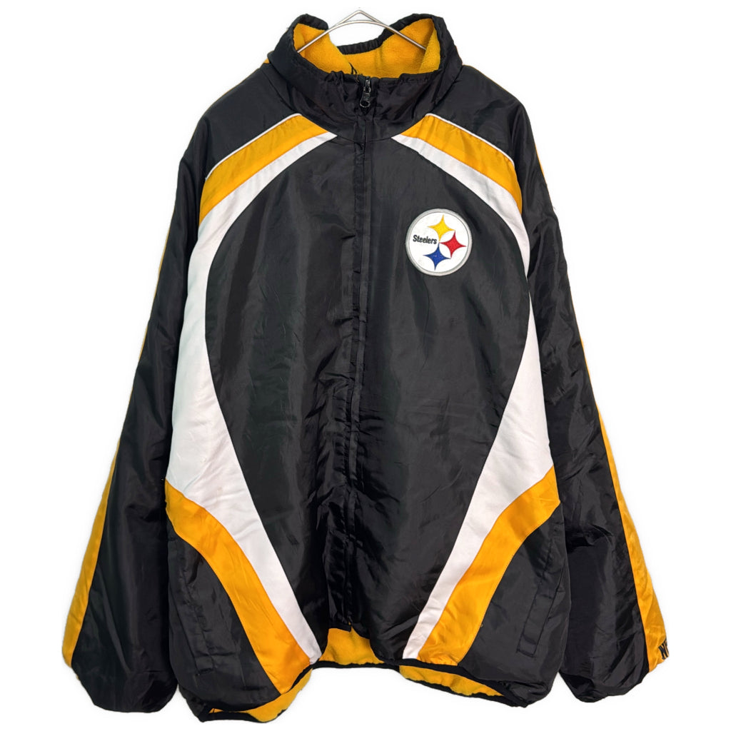 リバーシブル スタジアムジャケット NFL ピッツバーグ・スティーラーズ ブラック メンズ XL 中古 古着 Y9169