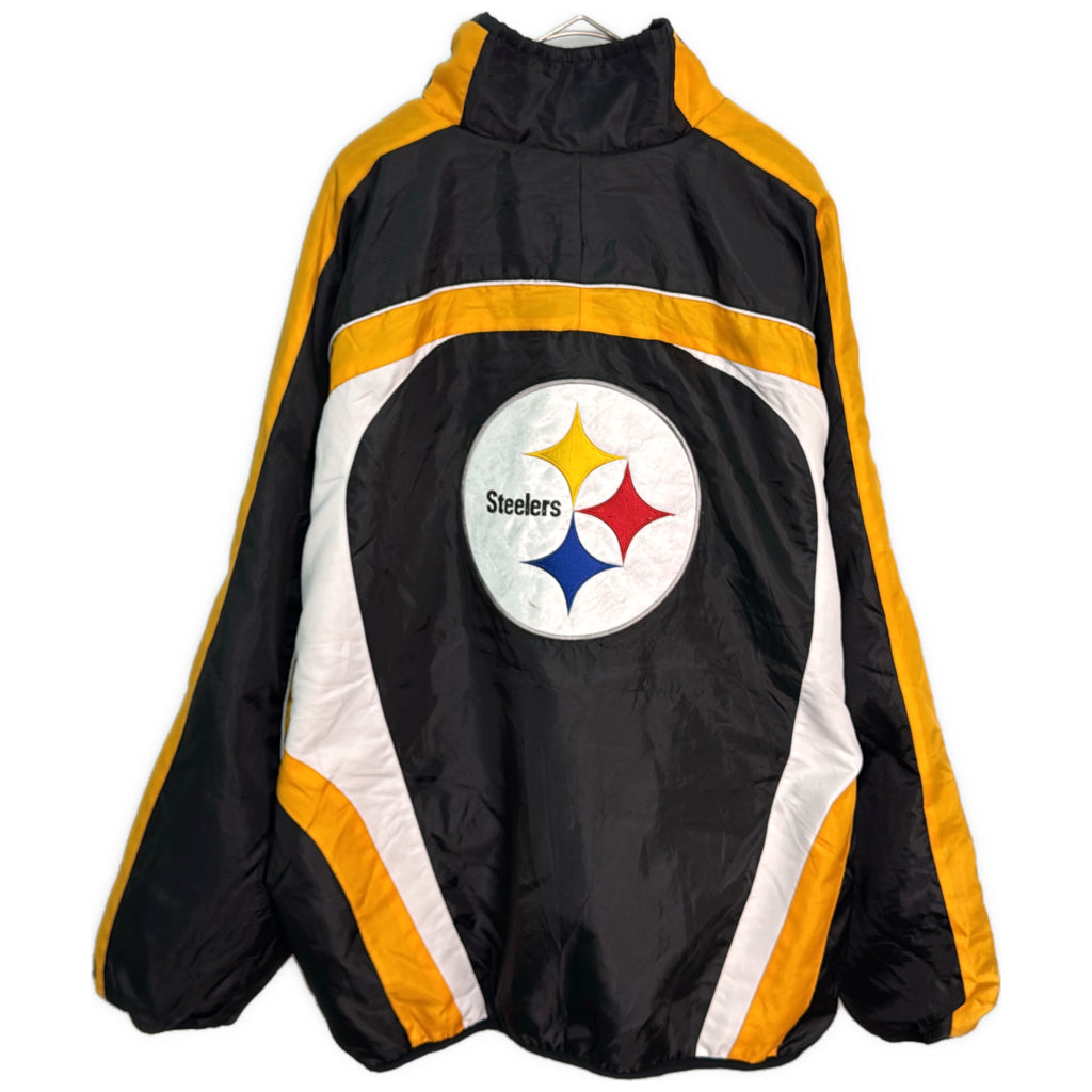 リバーシブル スタジアムジャケット NFL ピッツバーグ・スティーラーズ ブラック メンズ XL 中古 古着 Y9169