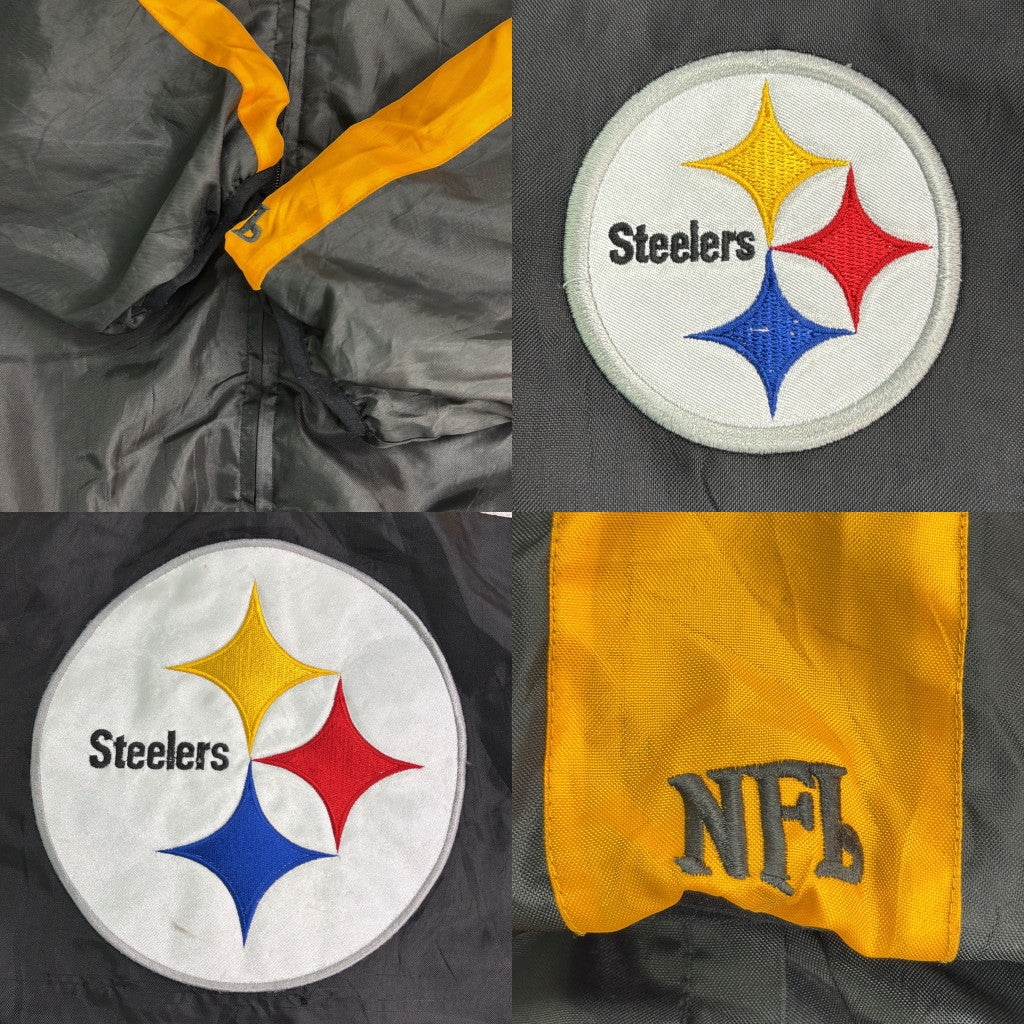 リバーシブル スタジアムジャケット NFL ピッツバーグ・スティーラーズ ブラック メンズ XL 中古 古着 Y9169