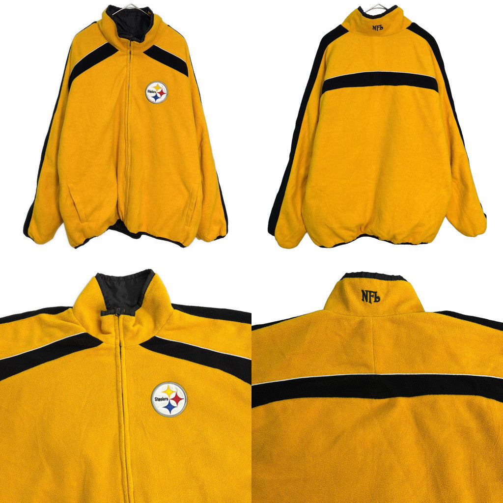 リバーシブル スタジアムジャケット NFL ピッツバーグ・スティーラーズ ブラック メンズ XL 中古 古着 Y9169