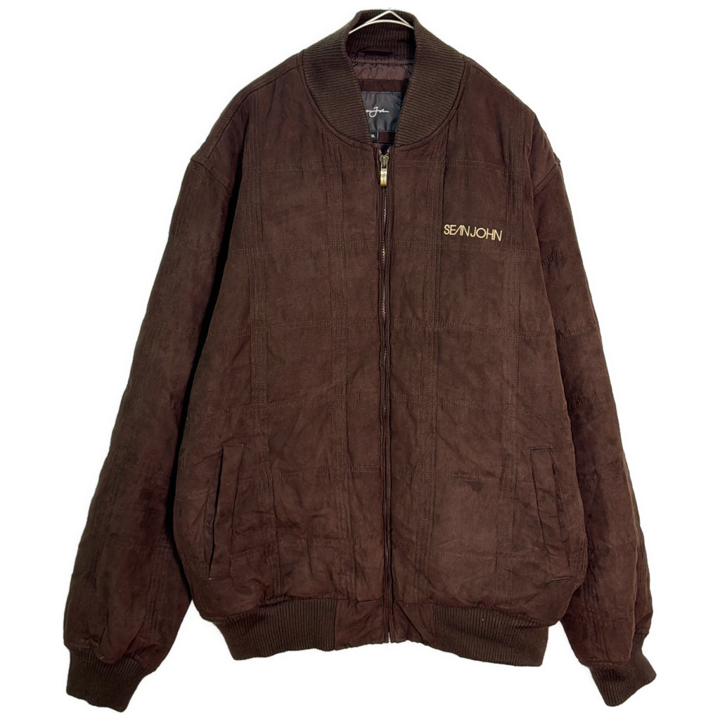 フェイクスエード ジャケット 大きいサイズ ブラウン メンズ XXL 中古 古着 Y9173