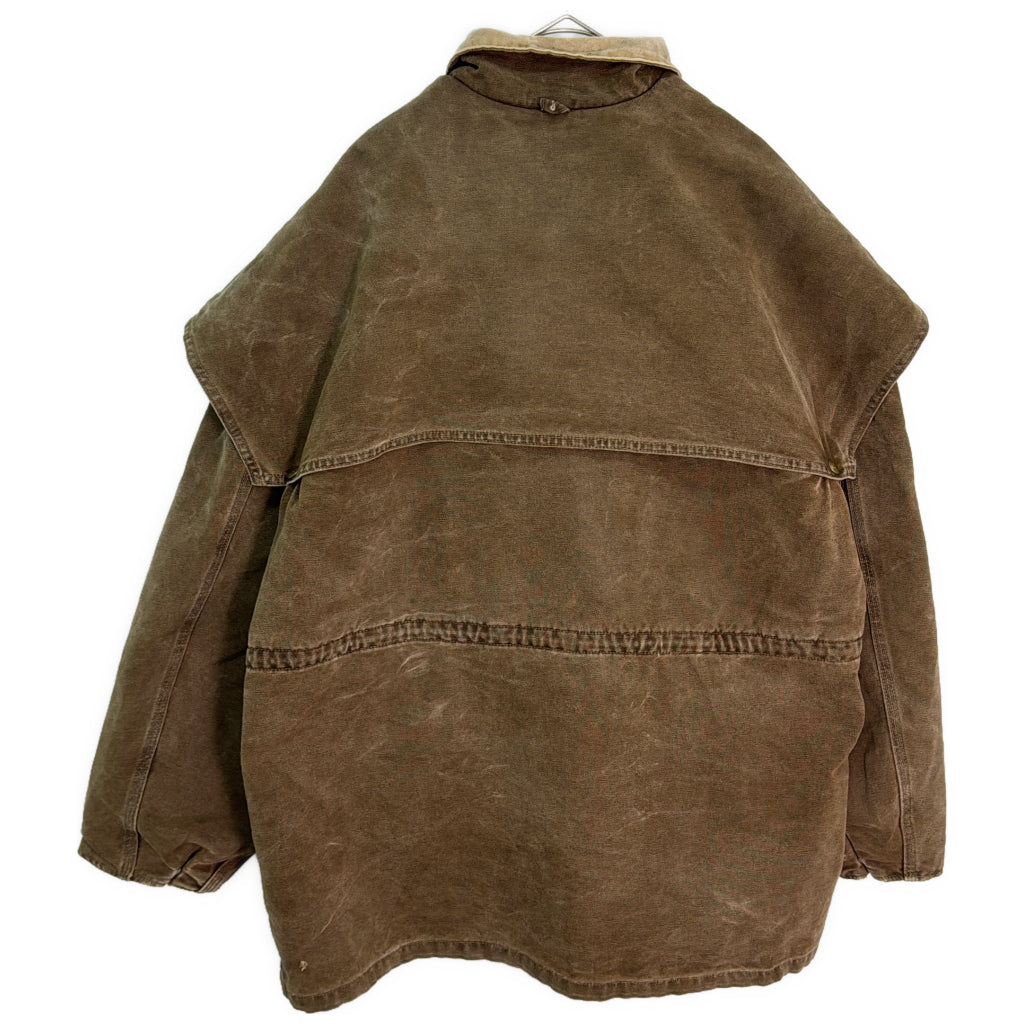 90年代 USA製 アンブレラケープ ダックジャケット ワークジャケット 大きいサイズ ブラウン メンズ 2XL 中古 古着 Y9174