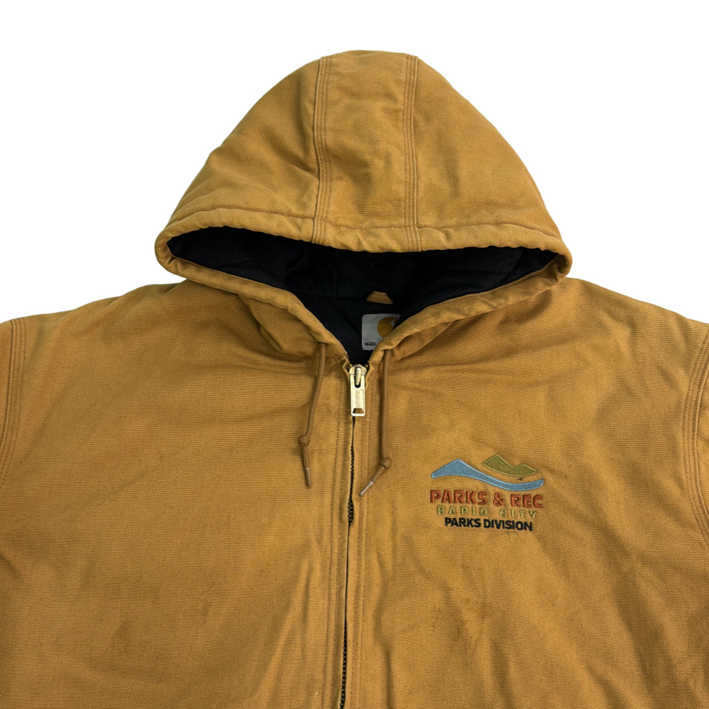 USA製 ワークジャケット 大きいサイズ ブラウン メンズ 3XL 中古 古着 Y9175