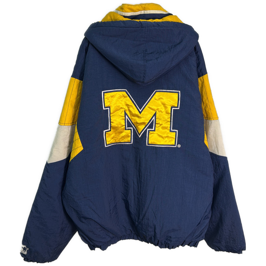 90年代 スタジアムジャケット MICHIGAN ミシガン カレッジ ネイビー メンズ XL 中古 古着 Y9181