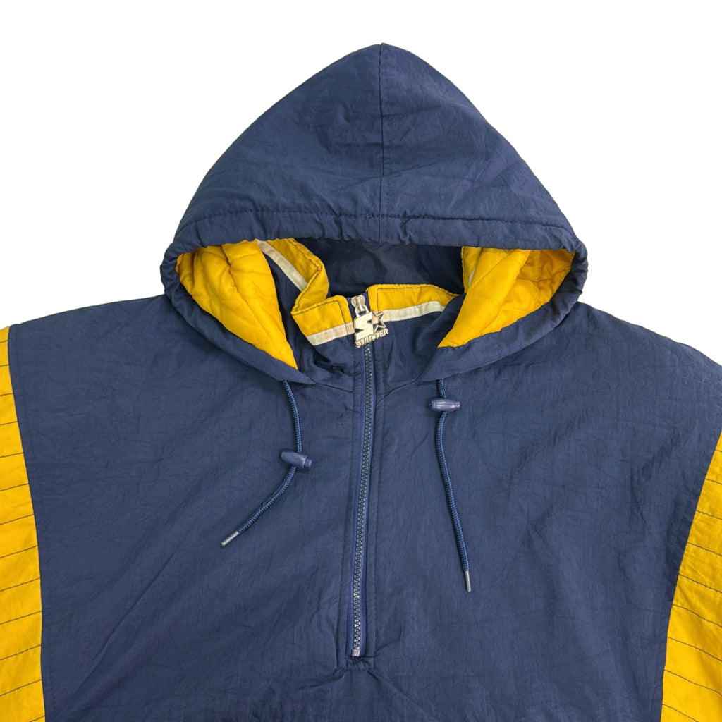 90年代 スタジアムジャケット MICHIGAN ミシガン カレッジ ネイビー メンズ XL 中古 古着 Y9181