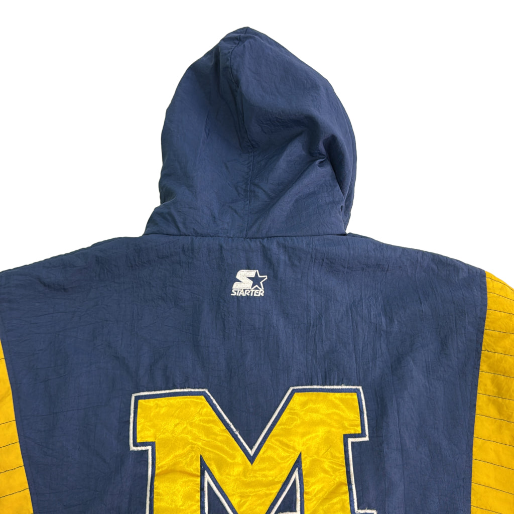 90年代 スタジアムジャケット MICHIGAN ミシガン カレッジ ネイビー メンズ XL 中古 古着 Y9181