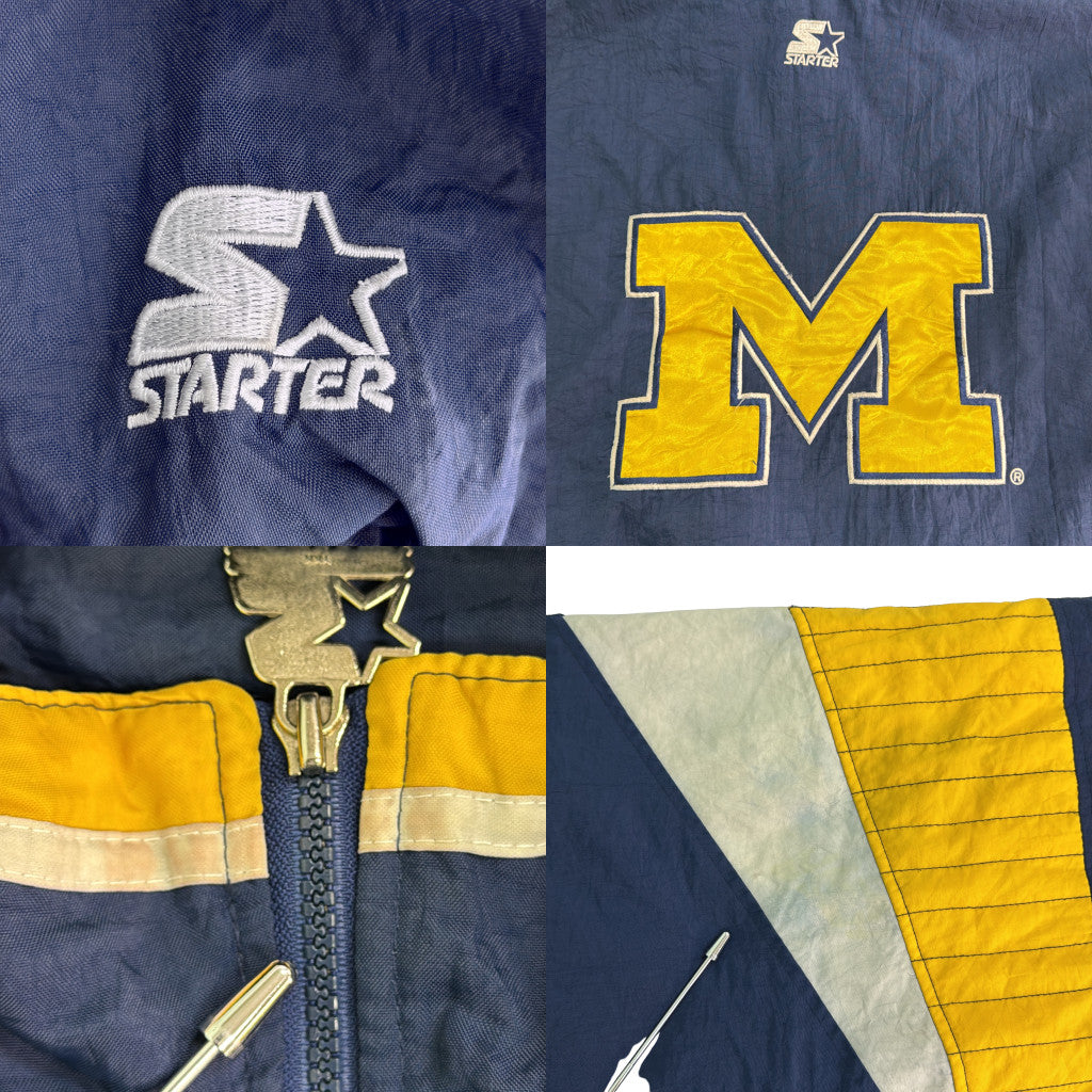 90年代 スタジアムジャケット MICHIGAN ミシガン カレッジ ネイビー メンズ XL 中古 古着 Y9181