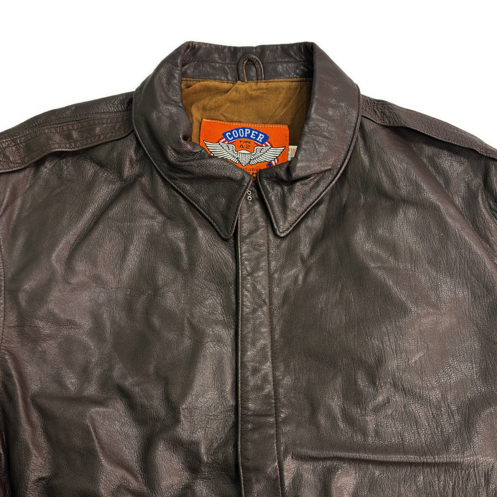 90年代 USA製 レザージャケット ミリタリー ブラウン メンズ 52 L 中古 古着 Y9185