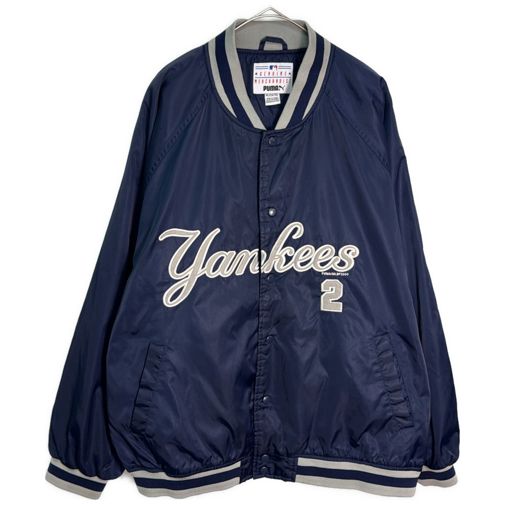 00年代 スタジアムジャケット MLB ニューヨーク・ヤンキース デレク・ジーター ネイビー メンズ XL 中古 古着 Y9187