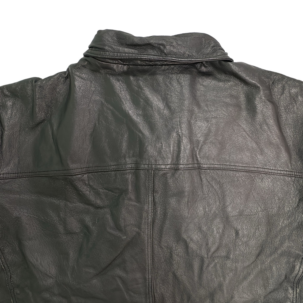 COUGAR LEATHER レザージャケット 大きいサイズ ブラック メンズ 2X 中古 古着 Y9195